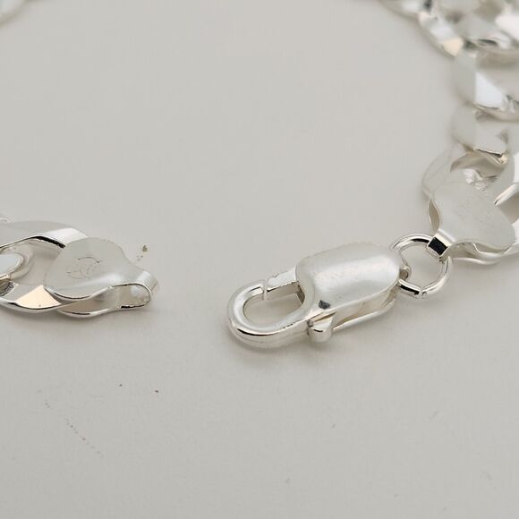 925 Sterling Heavy Cuban Chain Bracelet 8" - Picture 3 of 5